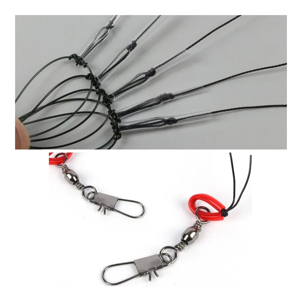 Gaine anti-embrouillage pour hameçons de pêche gros carnassiers montage Iseni 5 hameçons