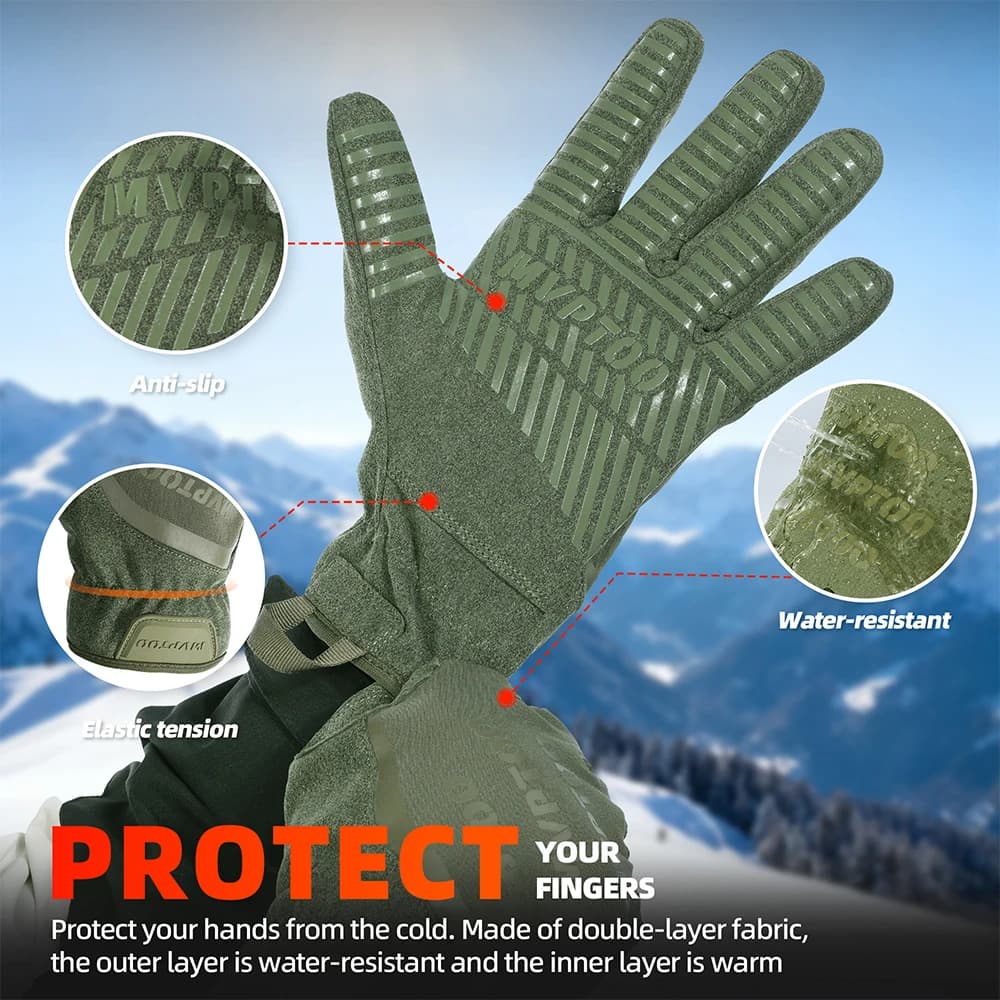 Gants de pêche hiver polaire thermiques - Compatibles écran tactile, imperméables et anti-vent