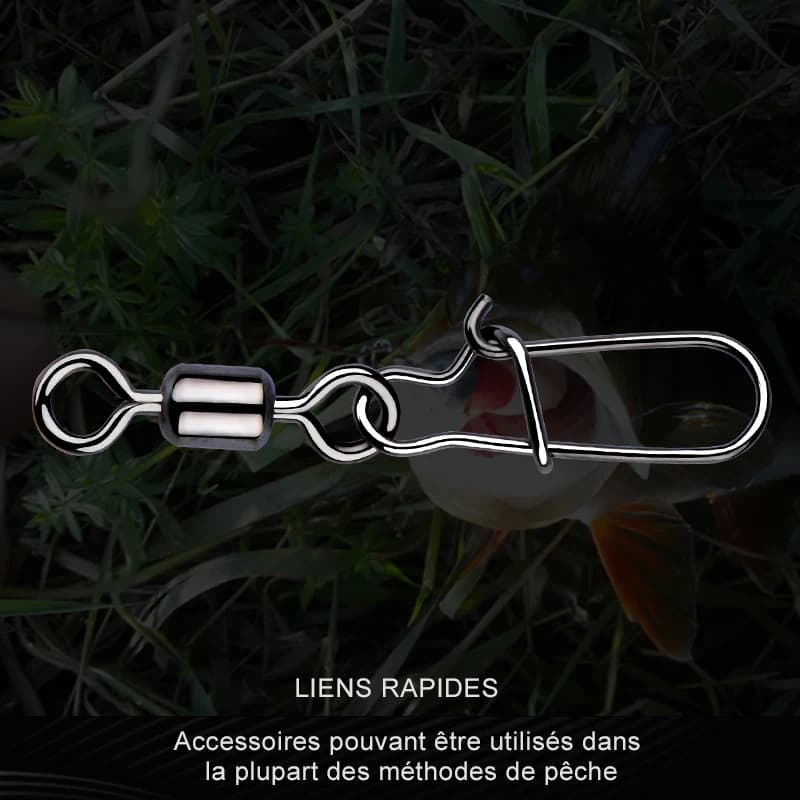50 émerillons à roulement acier inoxydable pour pêche du brochet et gros carnassiers