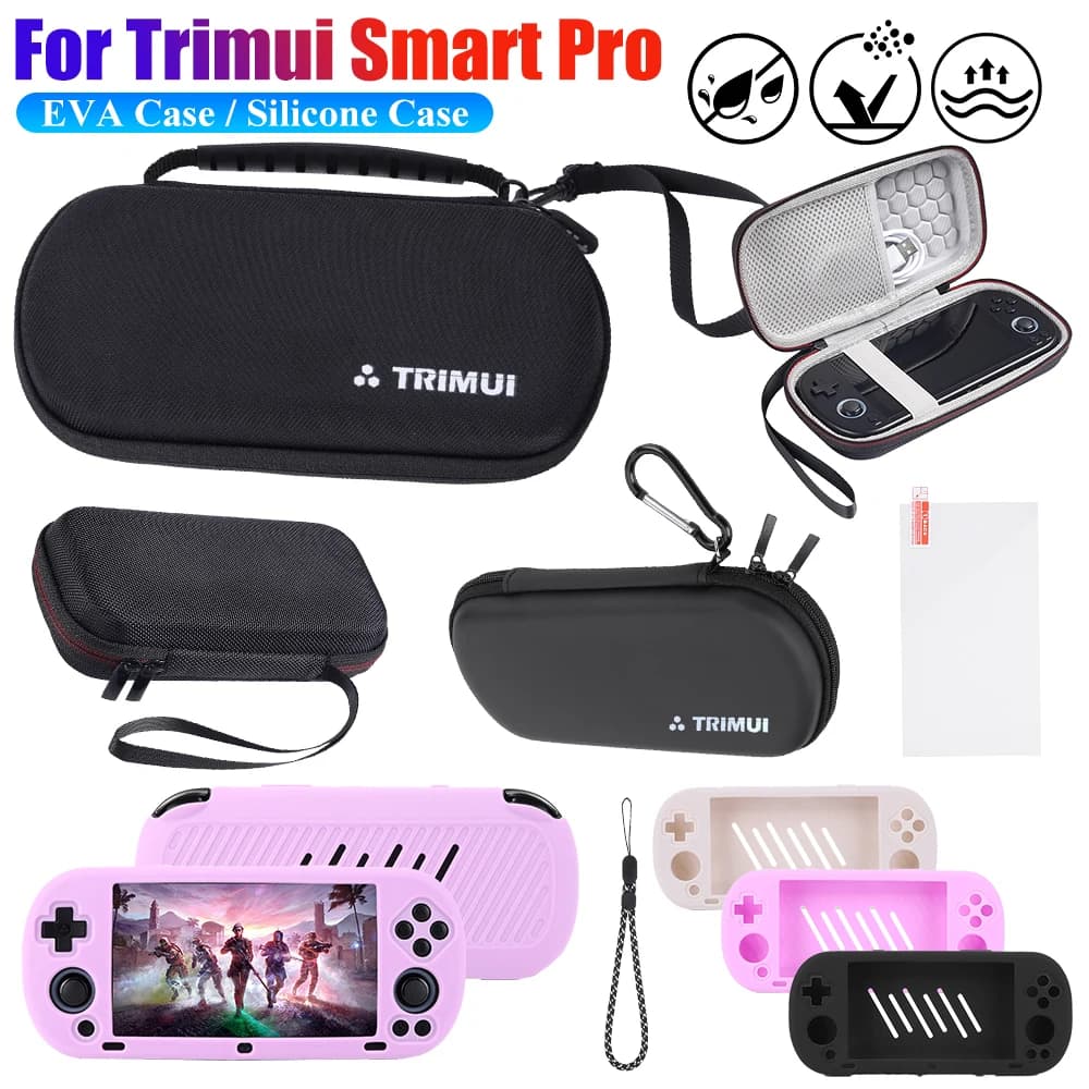 Étui rigide EVA pour Trimui Smart Pro avec protection silicone et film verre trempé inclus