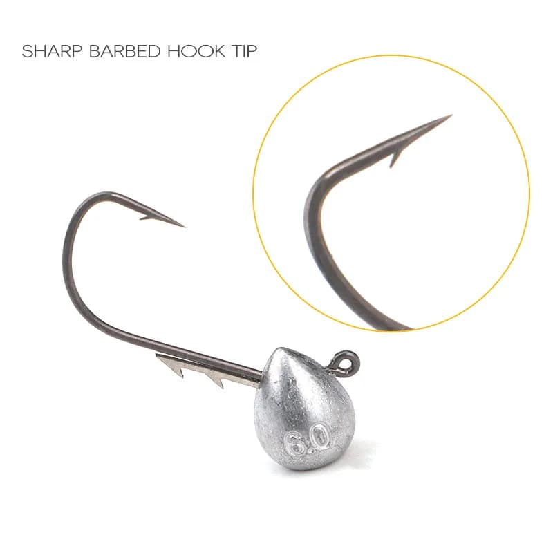 Lot de 5 hameçons jig tête exposée 2.5g à 6g pour leurre souple truite et sébaste,