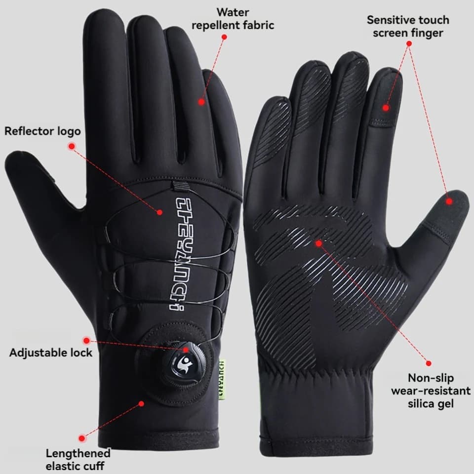 Gants hiver GTUBIKE homme femme épais - imperméables et coupe-vent - compatibles écran tactile - ski et vélo
