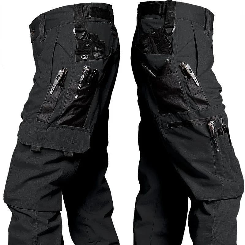 Pantalon cargo camouflage noir ripstop imperméable pêche training travail outdoor homme