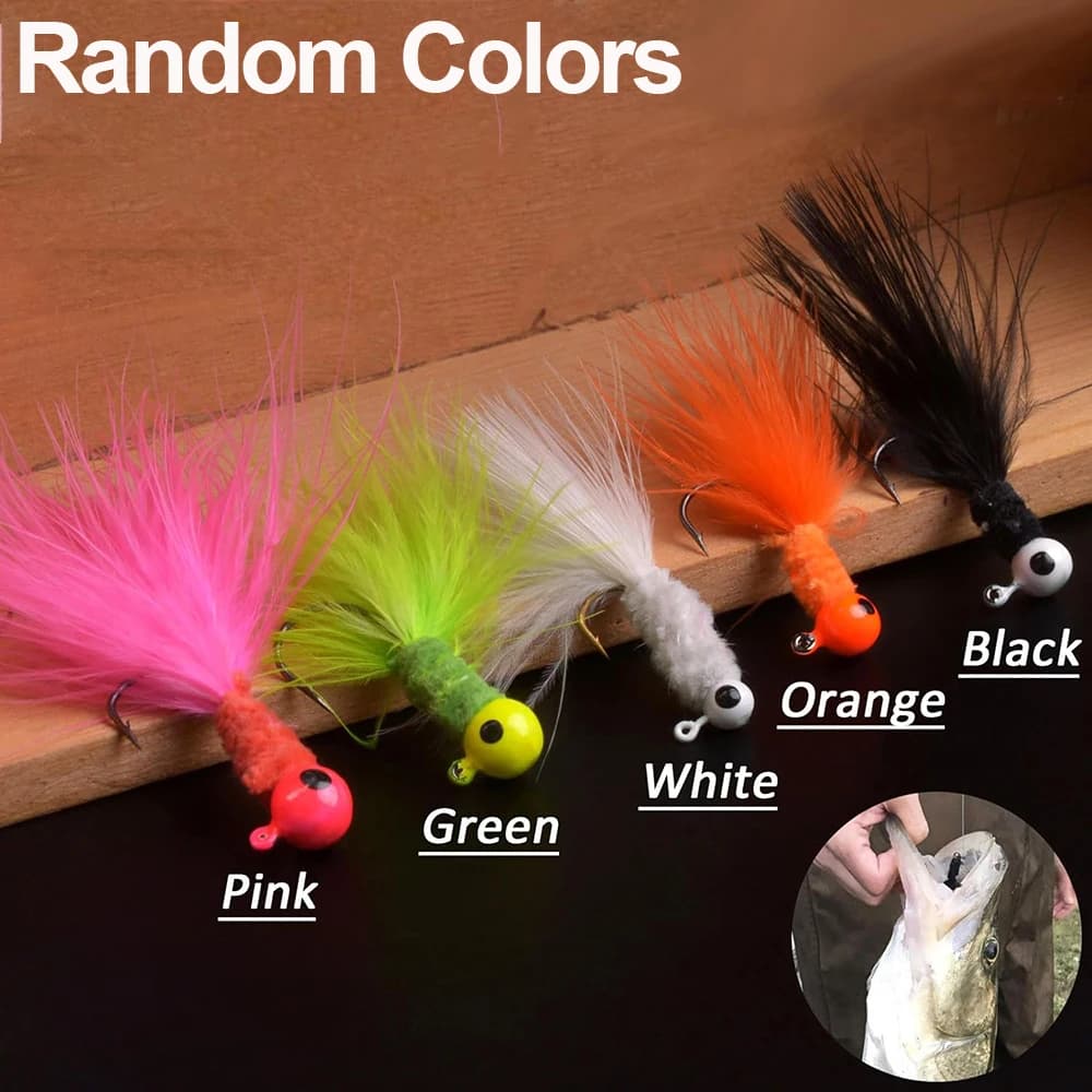9 PCS têtes plombées marabout colorées pour pêche au crappie, perche et truite