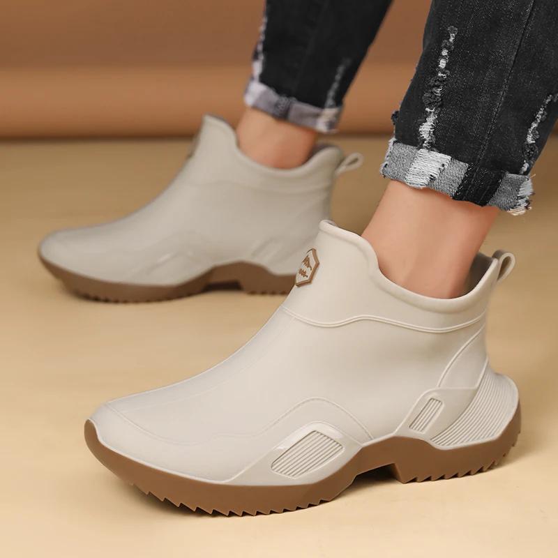 Chaussures de pluie homme courtes antidérapantes résistantes pêche cuisine bottes caoutchouc