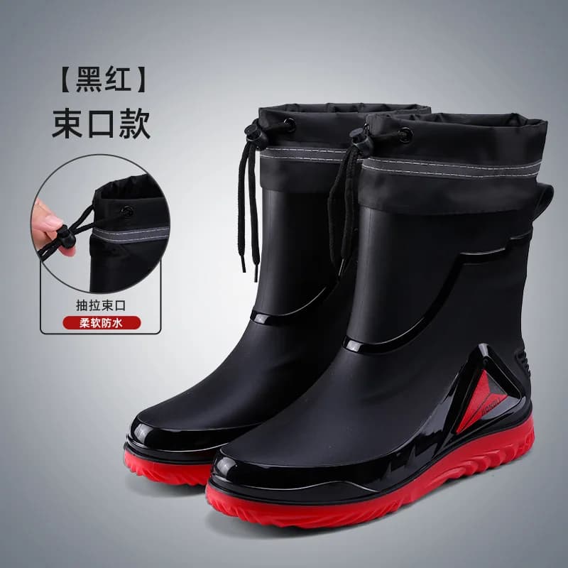 Chaussures de pluie homme outdoor antidérapantes pêche galoches caoutchouc hiver doublure chaude