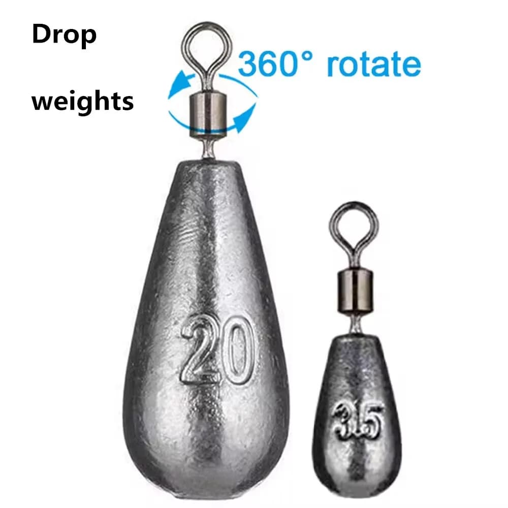 Lot de 15 plombs goutte d'eau 3.5g à 20g - Plombages verticaux pour pêche en mer