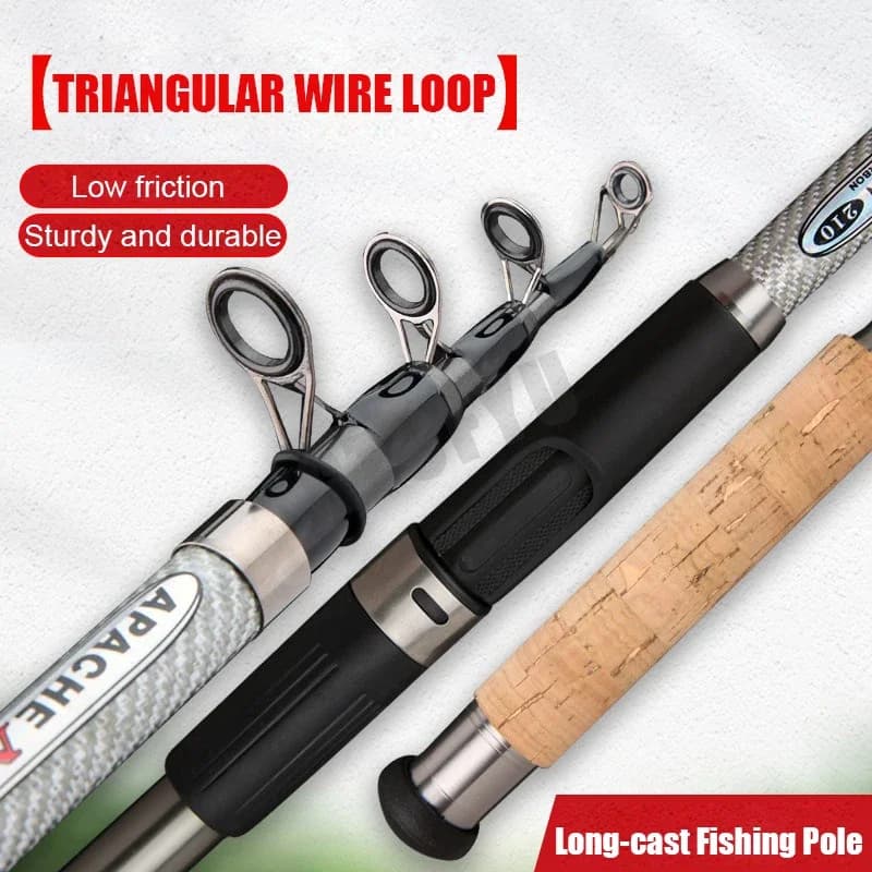 Canne à pêche télescopique carpe 2.1m à 3.6m portable longue portée 50-150g manche bois pêche spinning