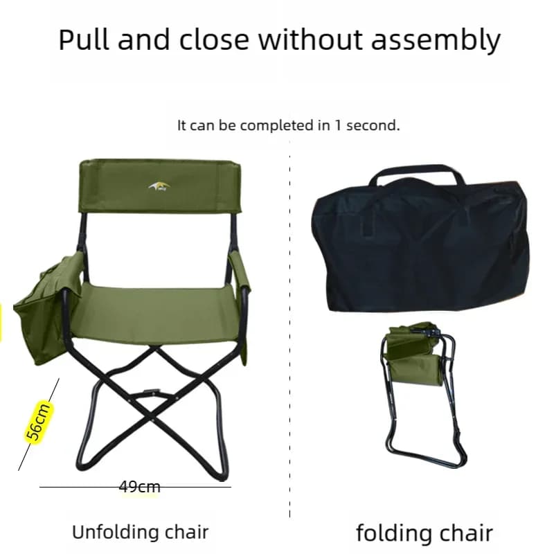 Fauteuil directeur renforcé pêche avec poche de rangement pour sessions prolongées et pêche carpfishing
