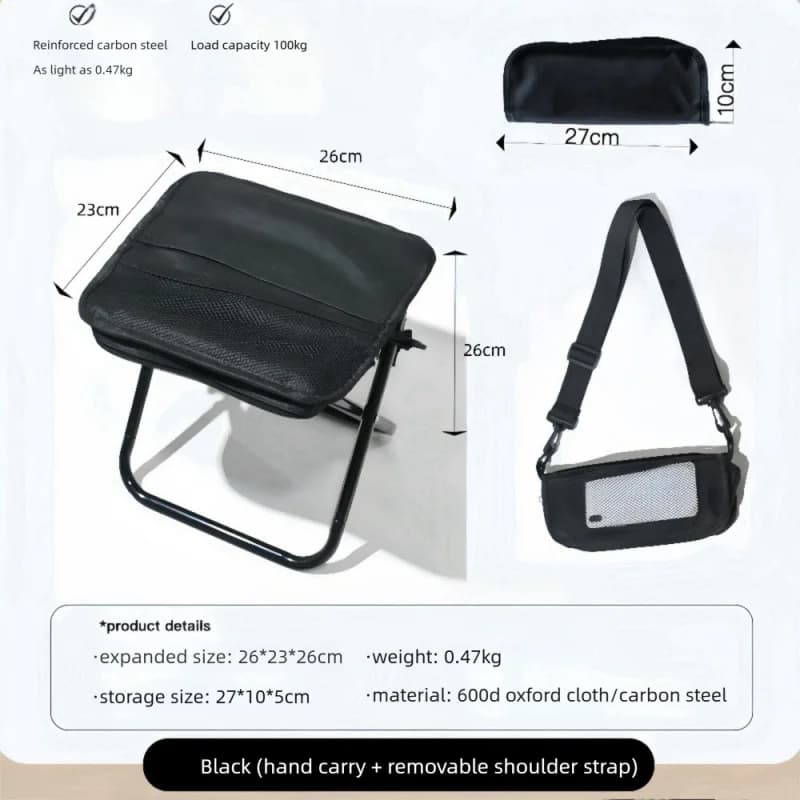 Tabouret pliant compact en forme de sac à main pour pêche, camping et voyages légers