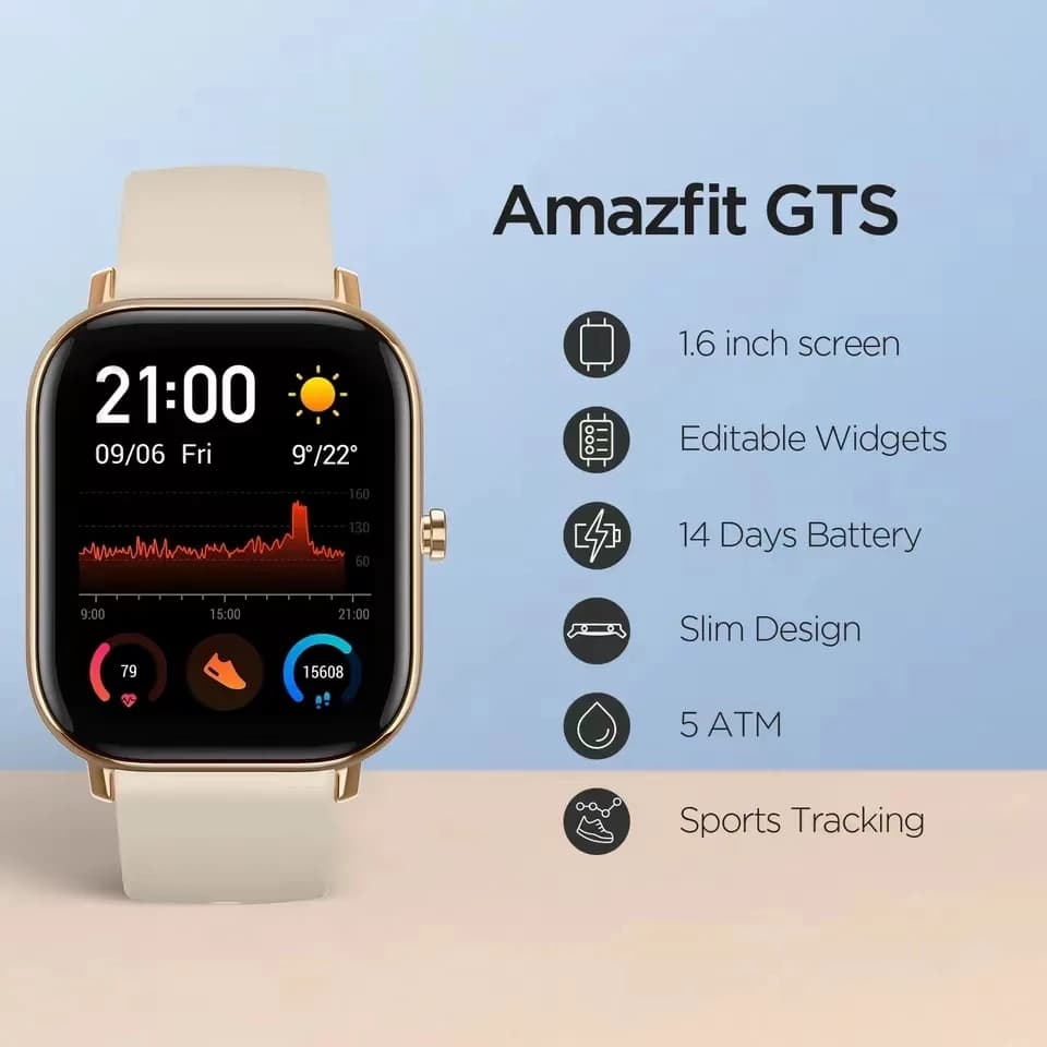 Amazfit GTS smartwatch reconditionné - Étanche 5ATM, suivi sport, widgets personnalisables - Montre connectée homme femme