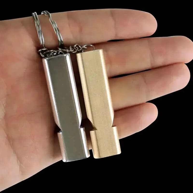 Sifflet survie aluminium double fréquence - Équipement sécurité essentiel pour pêche extrême et outdoor