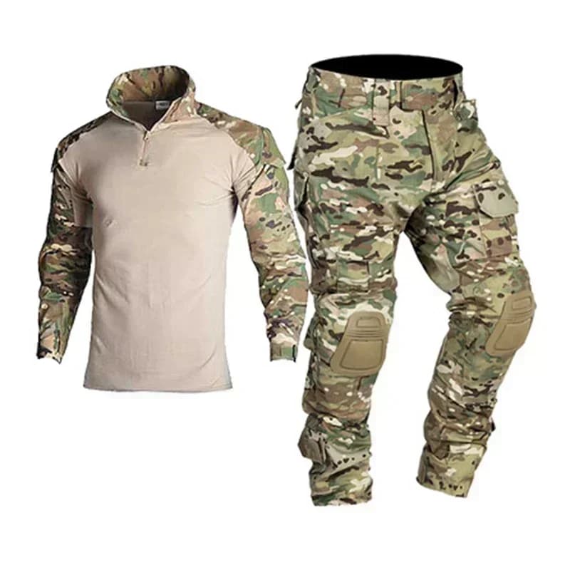 Combinaison tactique camouflage pêche chasse avec coudières genouillères - Tenue extérieure polyvalente