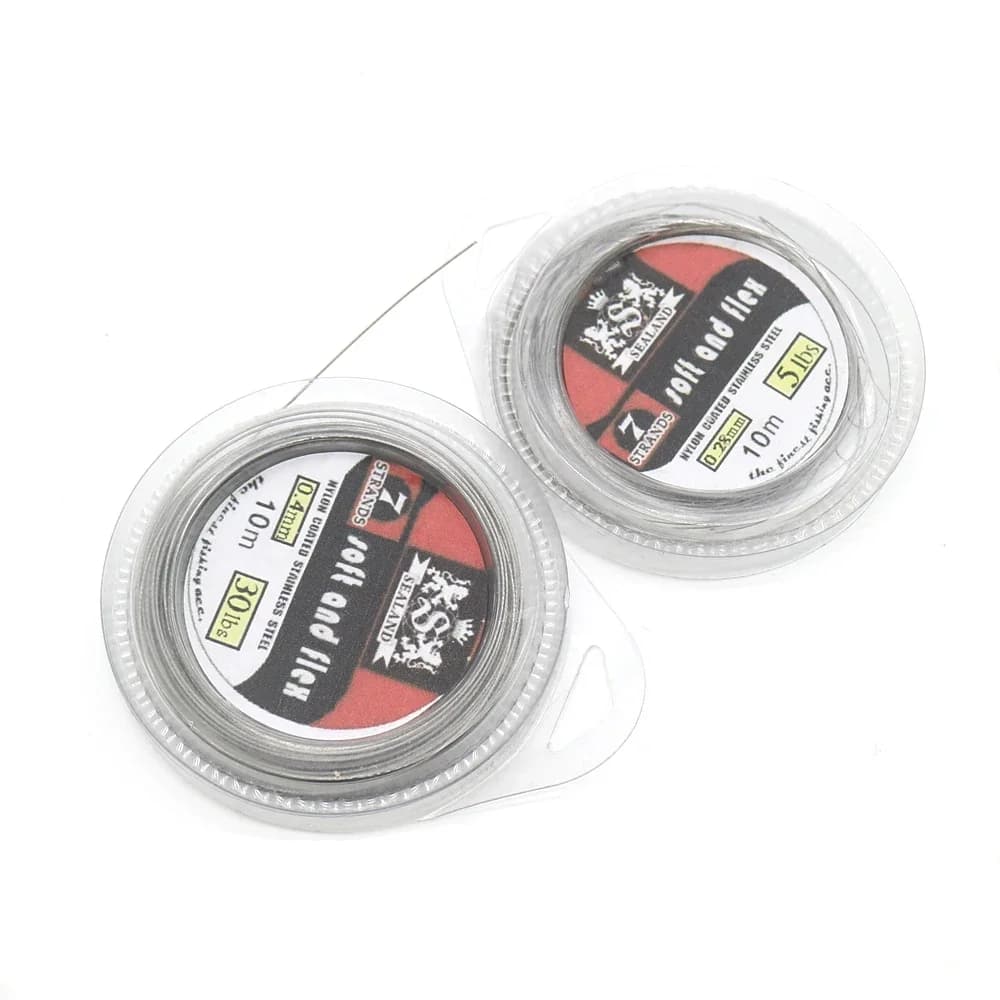Ligne de pêche leader acier gainée nylon anti-corrosion 10m pour leurres jigging 5 à 200 livres