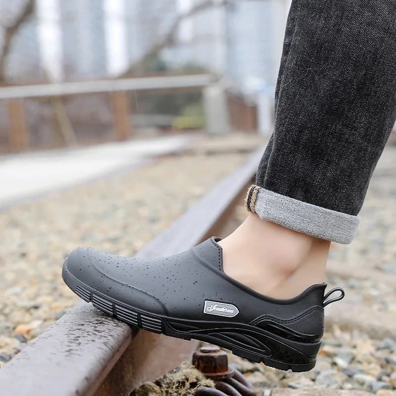 Bottes de pluie basses hommes anti-dérapantes pour pêche cuisine et activités extérieures résistantes