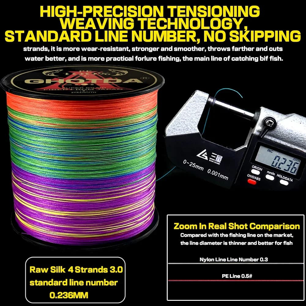 Ligne de pêche GHOTDA multifilament 4 brins 10-120lb pour carpe, bobine 300m 500m 1000m