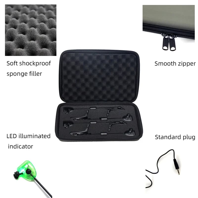 Set JSFUN 4 Indicateurs de Touche Lumineux pour Pêche Carpe - Swingers LED dans Étui Zippé