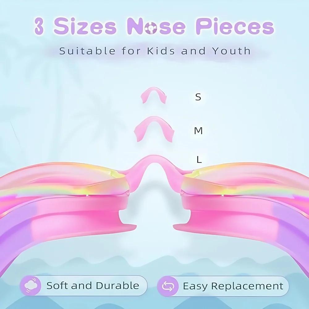 Lunettes de natation enfants roses anti-buée protection UV étanches 3-15 ans