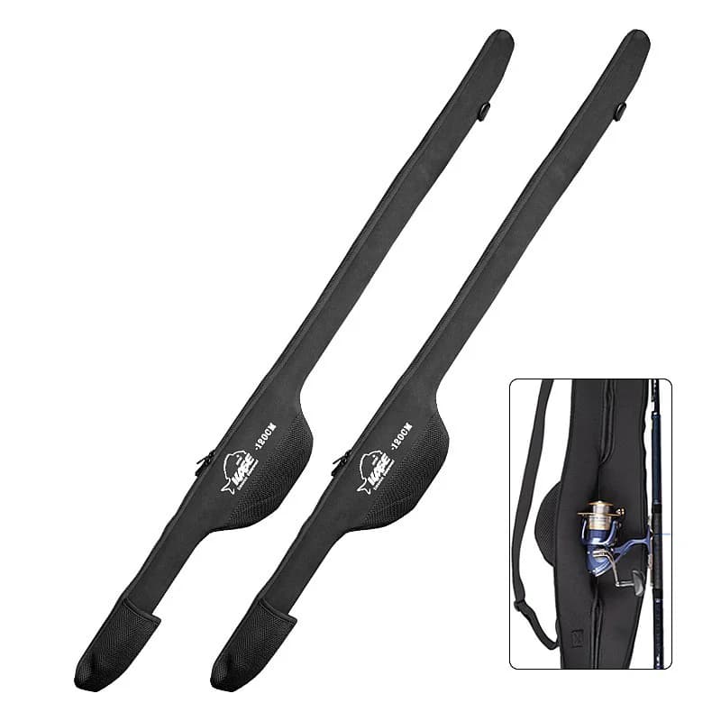 Étui télescopique canne à pêche 115-140cm, housse de rangement nylon pour cannes spinning avec compartiment moulinet