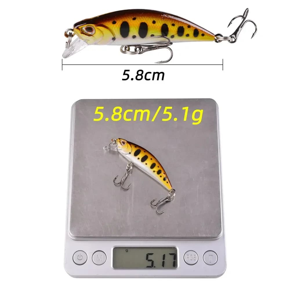 15 leurres minnow flottants/coulants pour truite et brochet - crankbait avec yeux 3D