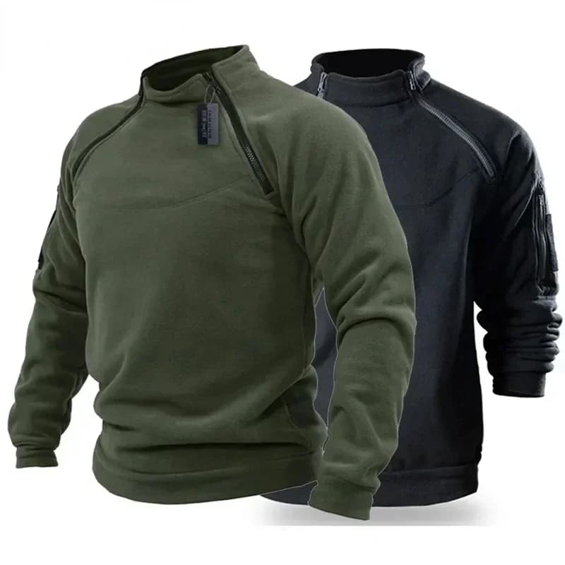 Pull polaire tactique outdoor homme - Chaleur zippée pour pêche hivernale et randonnée