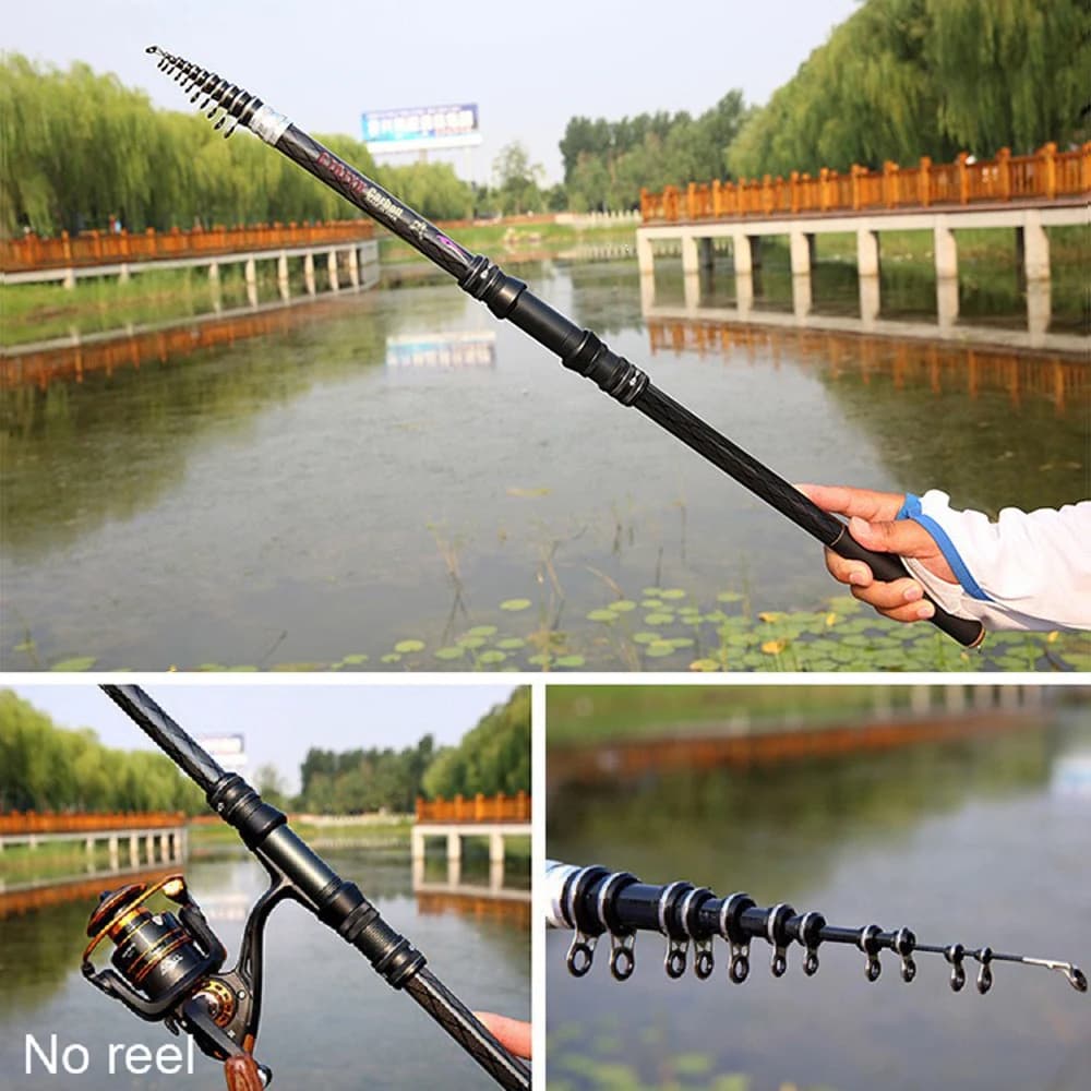 Canne télescopique carbone 2.7m à 7.2m ultra-légère pour rock fishing, pêche au leurre et carpe voyage