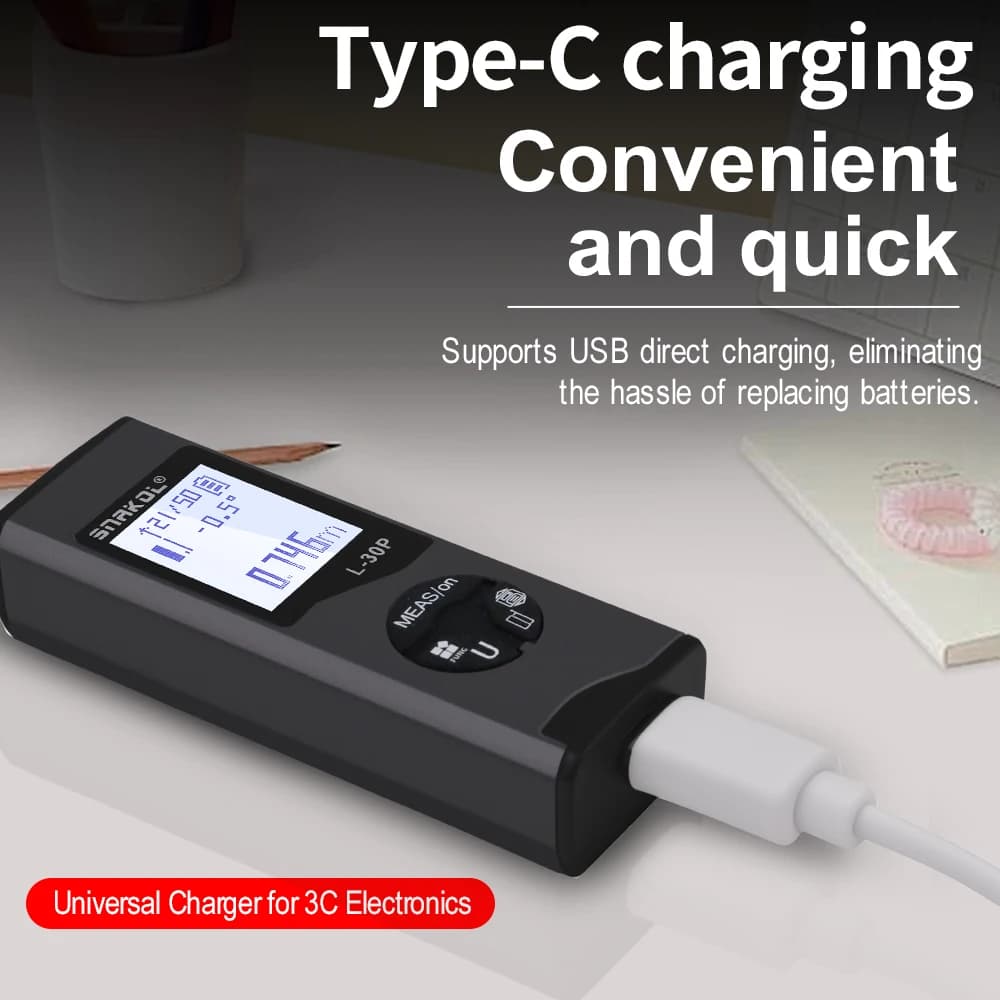 Mini télémètre laser 30/50M avec niveau électronique et USB - Mesure précise pour pêche
