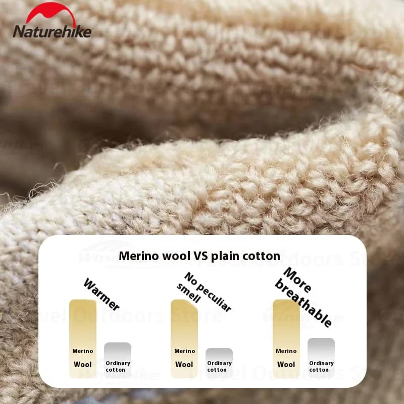 Chaussettes laine mérinos Naturehike randonnée pêche épaisses mi-mollet sport confort performance