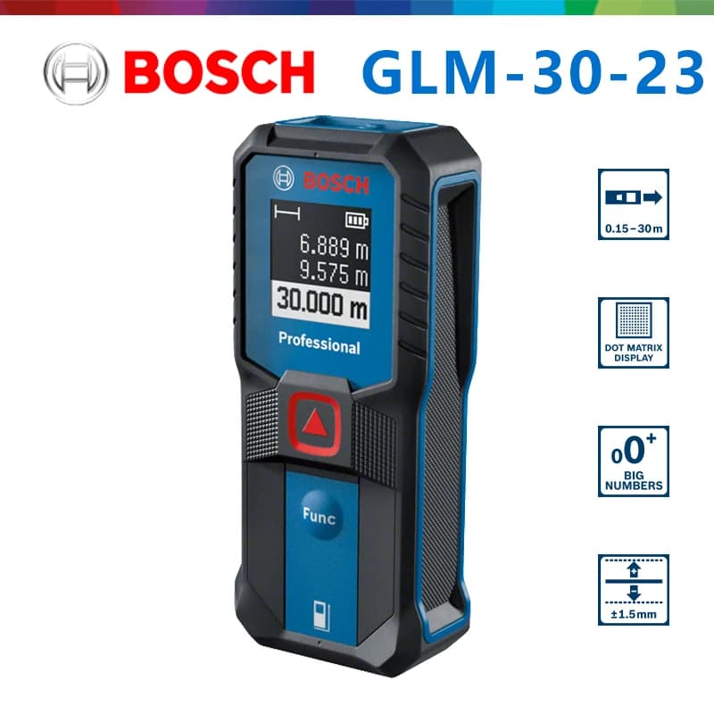 Télémètre laser BOSCH GLM 30-23 original double bouton - Mesureur haute précision écran moderne sans pile