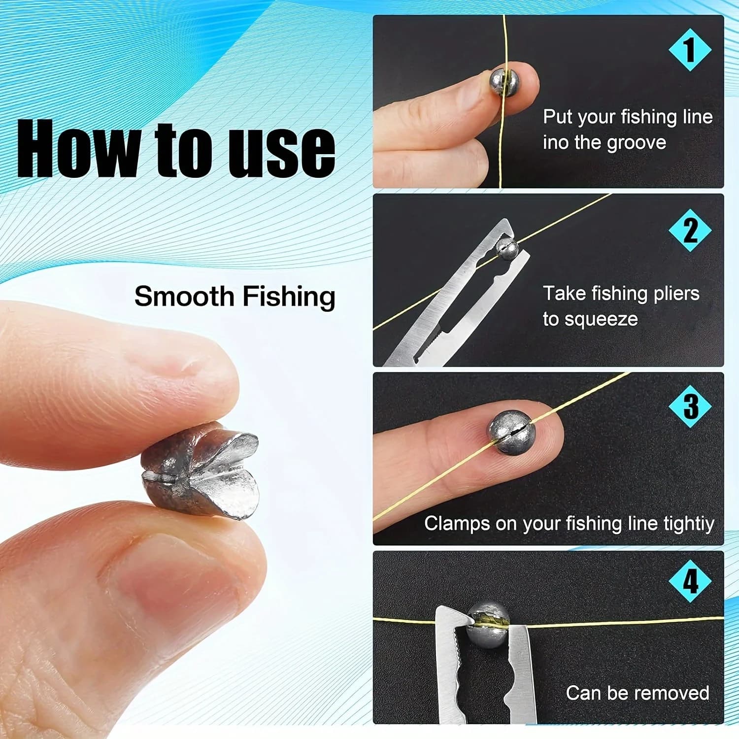 Kit de Plombs Pêche 60 à 120 Pièces, Sinkers Fendus Premium 5 Tailles, Design Rond Amovible