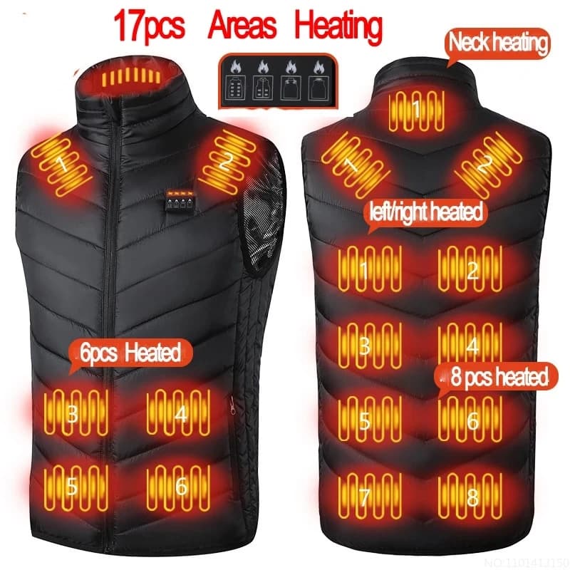 Veste chauffante 17 zones mode homme femme manteau intelligent électrique thermique chasse hiver