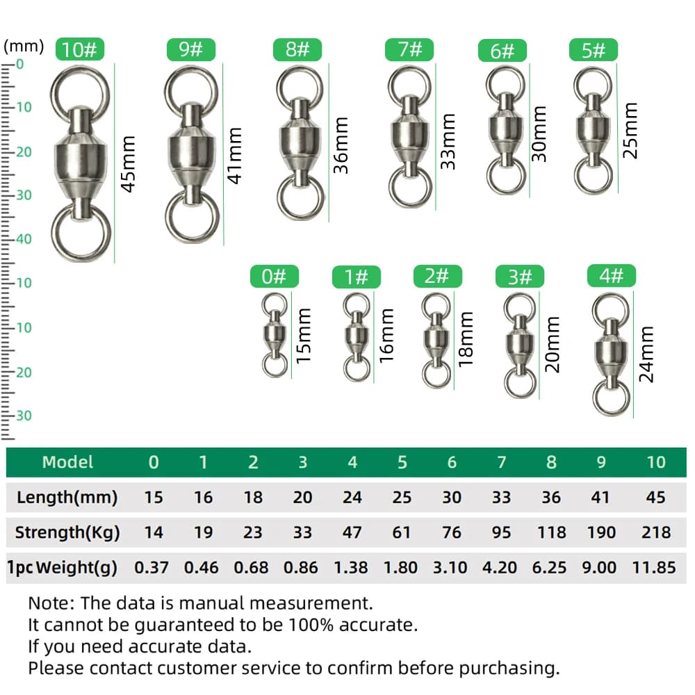 Émerillons à roulement à billes DNDYUJU 10-20pcs acier inoxydable - Accessoires pêche qualité