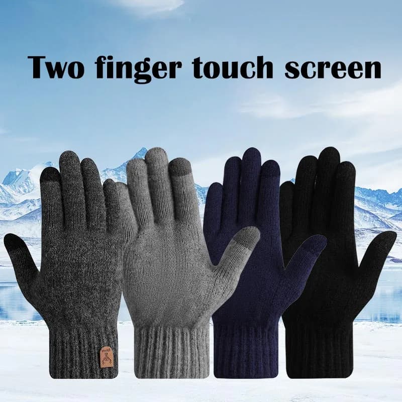 Gants hommes chauds d'hiver tactiles doublure polaire épaissis laine tricotée anti-froid