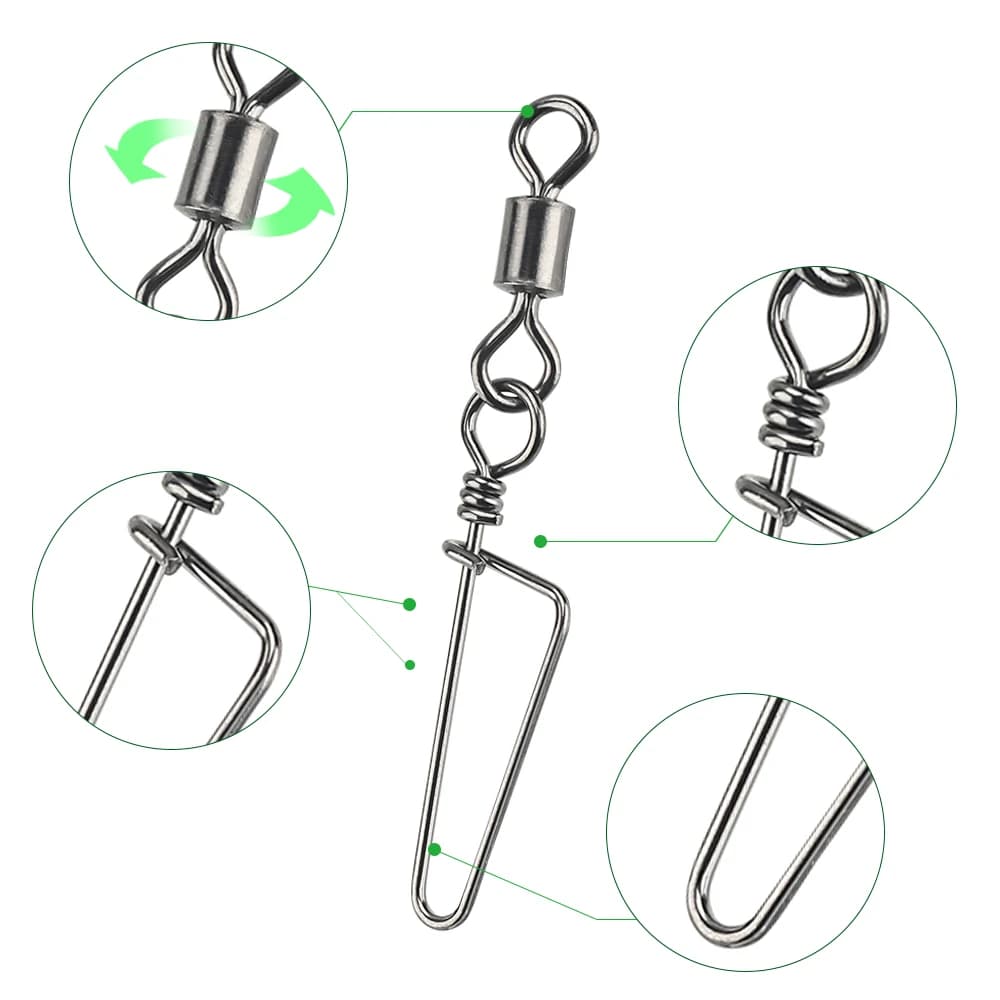 50 roulements à billes avec émerillons pêche à interverrouillage solide, pour leurres et hameçons - accessoires montage