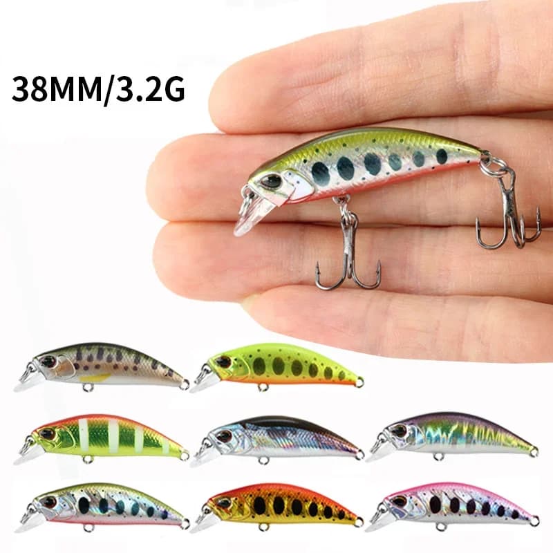 Leurre pêche minnow 38mm 3.2g coulant pour truite, perche et carpe, appât artificiel jerkbait