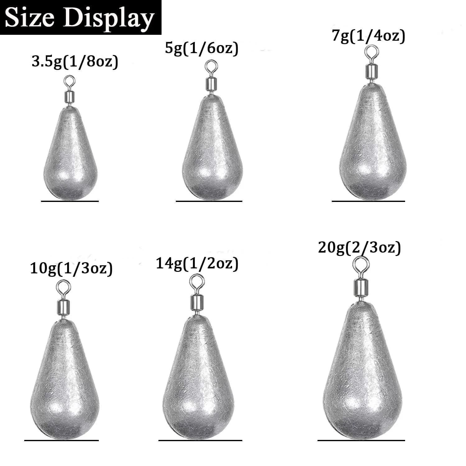 10pcs/lot Fishing Weight Sinkers 3.5g 5g 7g 10g 14g 20g Soft Bait Sinker Bass Fi