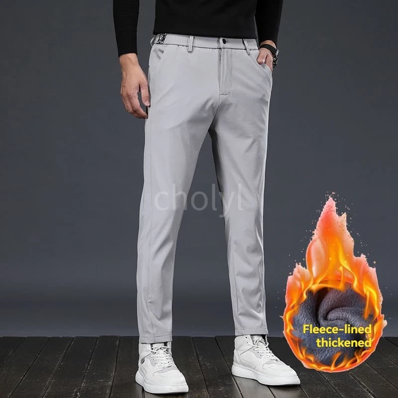 Pantalon velours décontracté hiver homme - Élastique stretch - Pêche business classique épais chaud