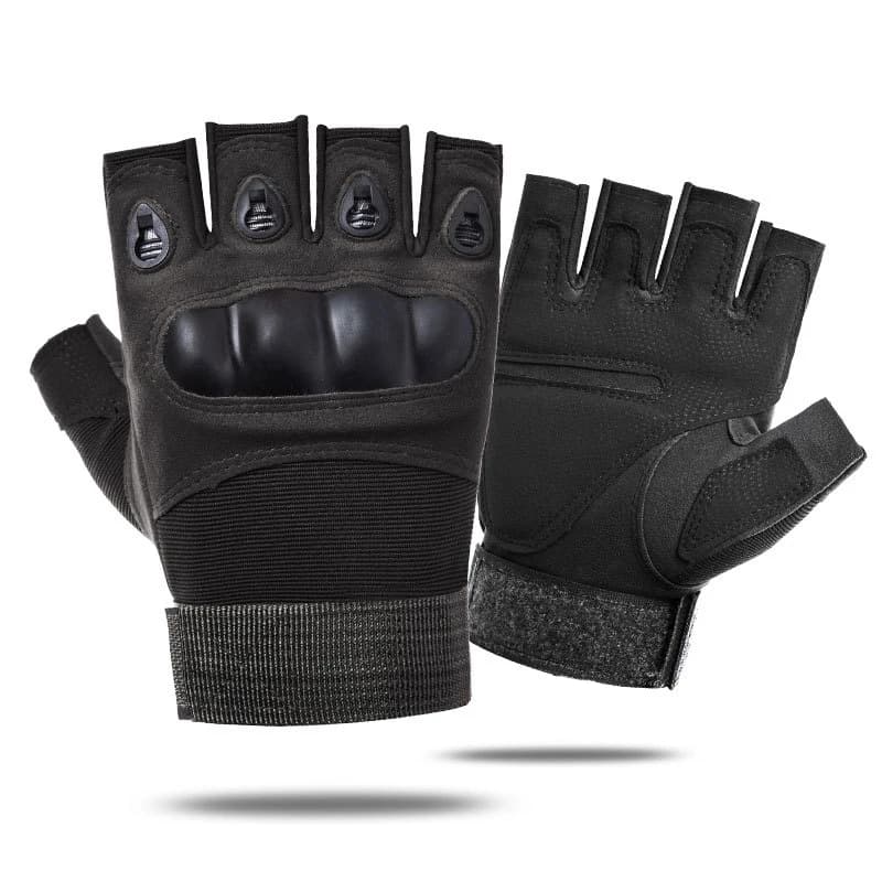 Gants tactiques demi-doigts pour pêche - Protection knuckle pour maniement équipement