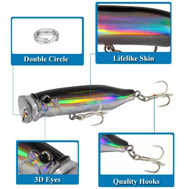 Leurre flottant popper wobbleur pour carpe et carnassiers, appât artificiel crankbait pêche leurre