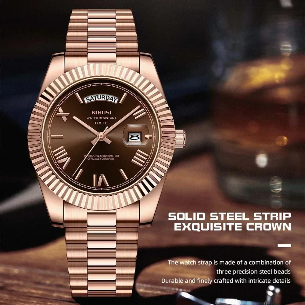 Montre homme NIBOSI luxe quartz Miyota - Montre bracelet acier étanche date jour reloj hombre