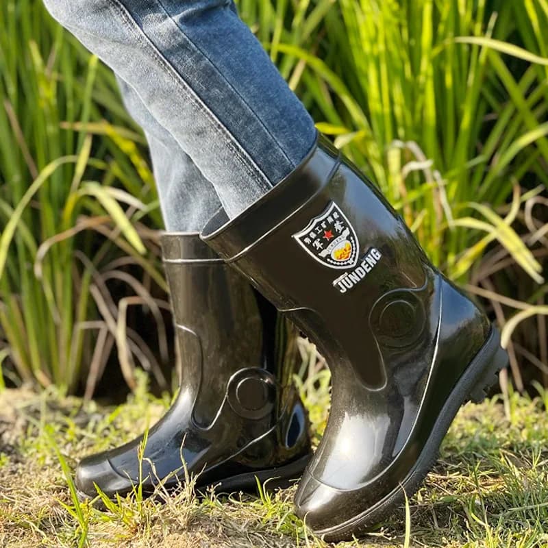 Bottes de pluie homme grande taille mi-mollet doublées polaire antidérapantes sécurité travail caoutchouc