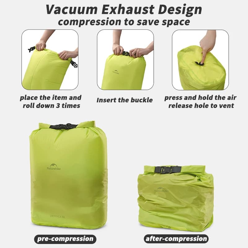 Sac compression étanche Naturehike 2L 4L 8L kayak pêche rafting natation léger compact