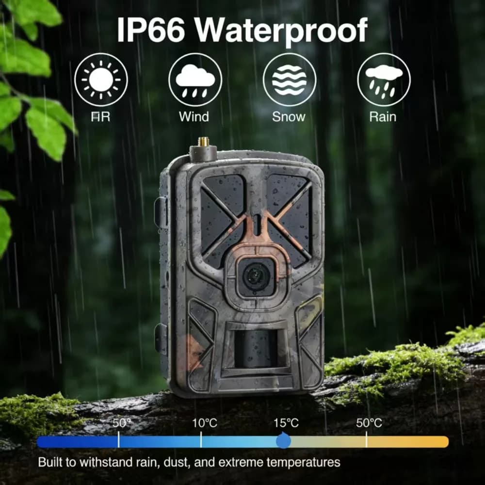 Caméra 4G 30MP 2K live étanche IP66 détection mouvement vision nocturne pour pêche chasse