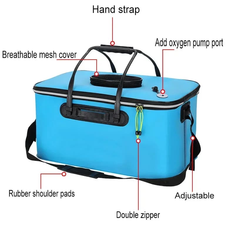 Bac à poissons vivants pliable sans pompe à oxygène - Réservoir EVA portable pour pêche en extérieur