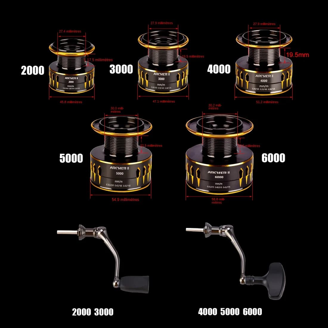 Moulinet SeaKnight ARCHER2 avec alarme 28lbs de drag max - bobine aluminium 2000-6000 pour pêche sportive