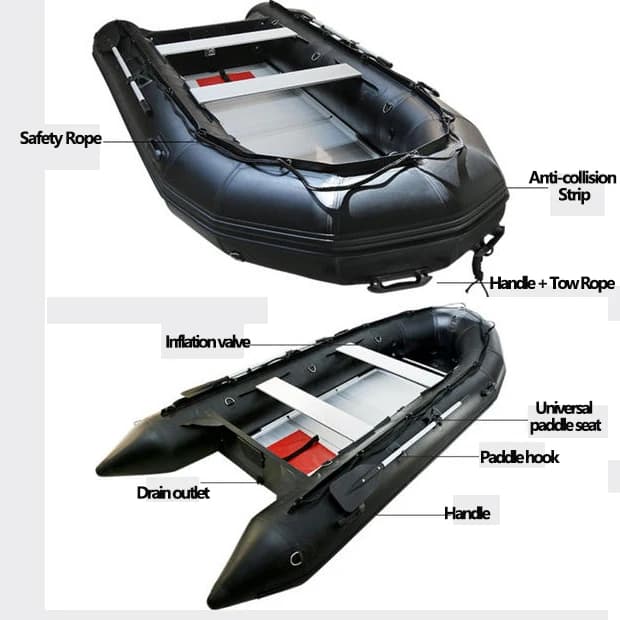 Bateau gonflable professionnel PVC 1.2mm anti-choc avec plancher aluminium - Rafting pêche