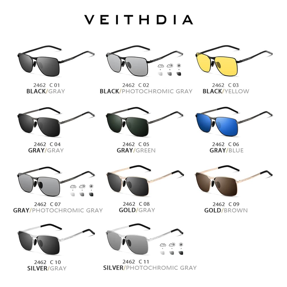 Lunettes de soleil vintage VEITHDIA V2462 pour pêche sportive - Verres polarisés UV400 homme femme