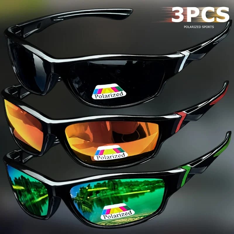 Pack lunettes sport vintage pêche - 1/3 paires UV400 anti-éblouissement running vélo montagne