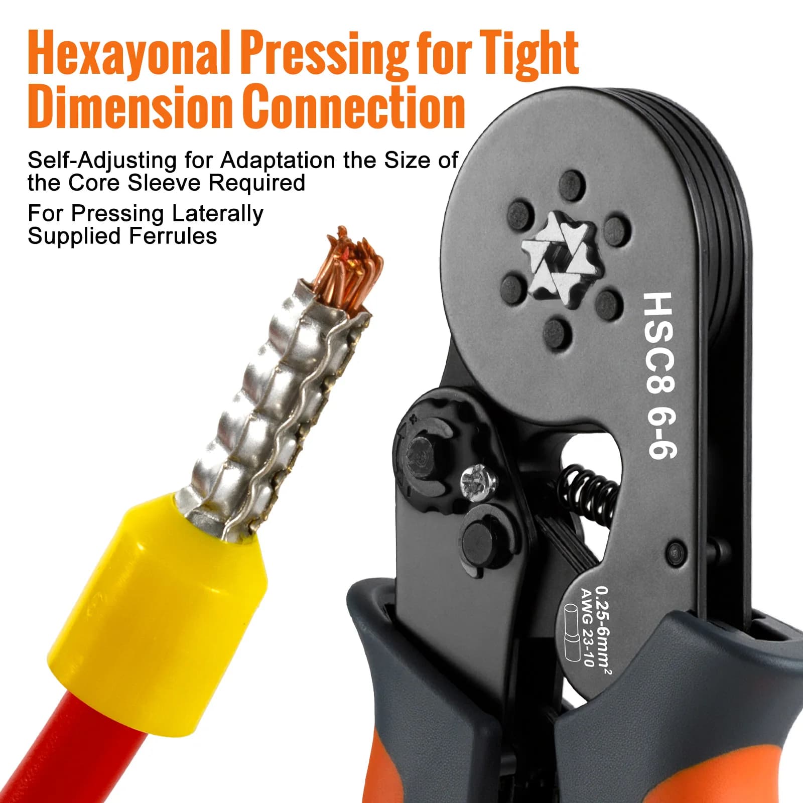 Kit de sertissage auto-ajustable hexagonal 23-7AWG - Outil professionnel pour bornes fils équipements pêche