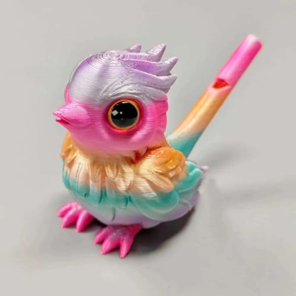 Sifflet oiseau portable imprimé 3D à gradient d'eau - Flûte décorative pour bureau ou cadeau original